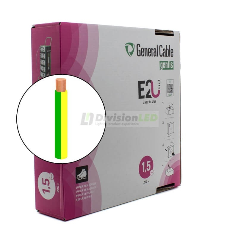 General Cable Genlis-F 1x1.5mm² H07V-K Cable flexible normal amarillo-verde 200m