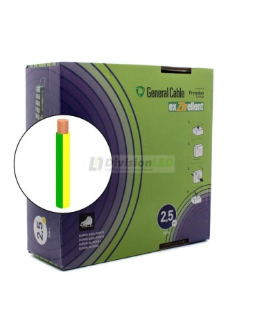 General Cable EXZHELLENT-XXI 1x2.5mm² H07Z1-K Cable flexible libre de halógenos amarillo-verde 200m