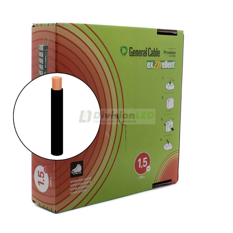 General Cable EXZHELLENT-XXI 1x1.5mm² H07Z1-K Cable flexible libre de halógenos negro 200m
