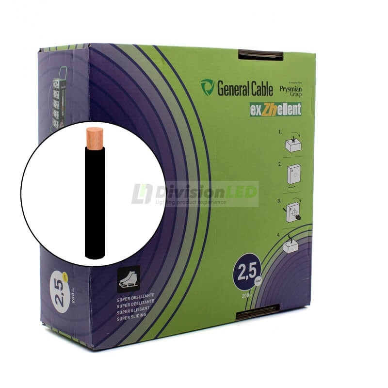 General Cable EXZHELLENT-XXI 1x2.5mm² H07Z1-K Cable flexible libre de halógenos negro 200m
