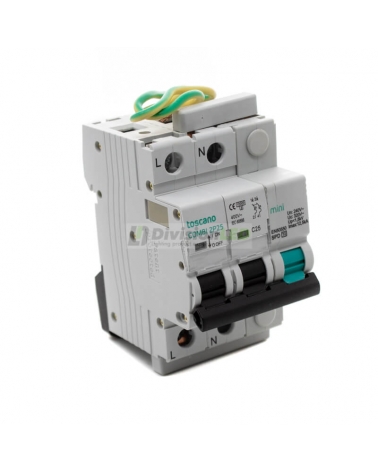 Toscano 10002907 COMBI-MINI 2P25T15 Protector sobretensión permanente y transitoria + IGA monofásico compacto 2x25A