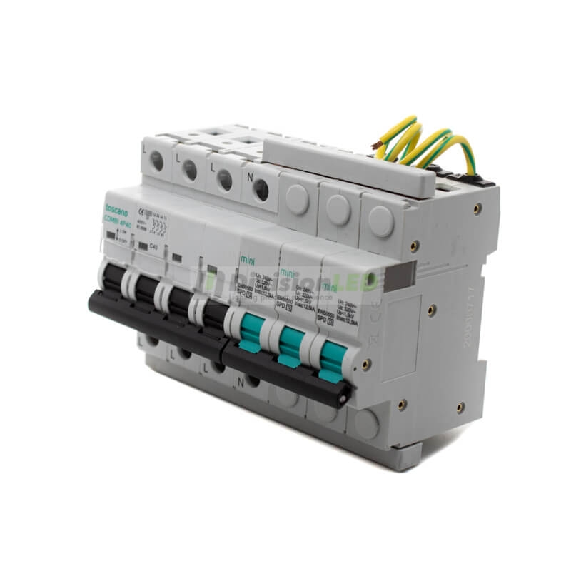 Toscano 10002916 COMBI-MINI 4P40T15 Protector sobretensión permanente y transitoria + IGA trifásico compacto 4x40A
