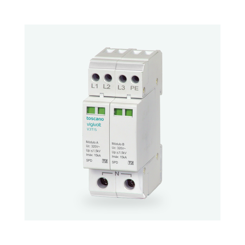 Toscano 10002464 V3T-15 Protector sobretensión transitoria clase 3P+N 15kA