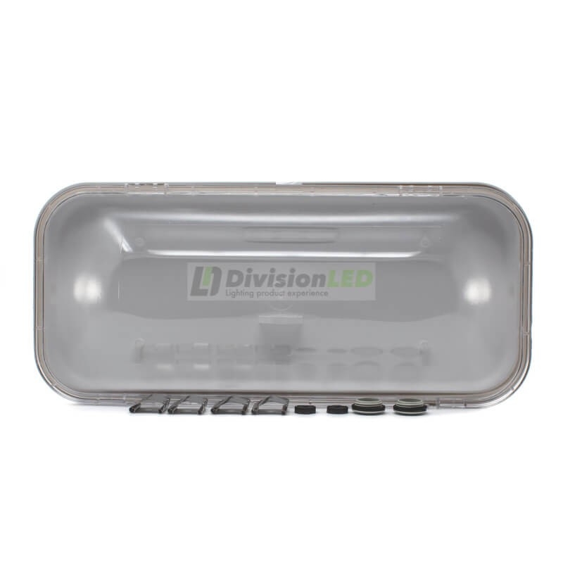 Caja estanca 365x165x75mm IP65 blanco-¡imagen en 360°! - DivisionLED