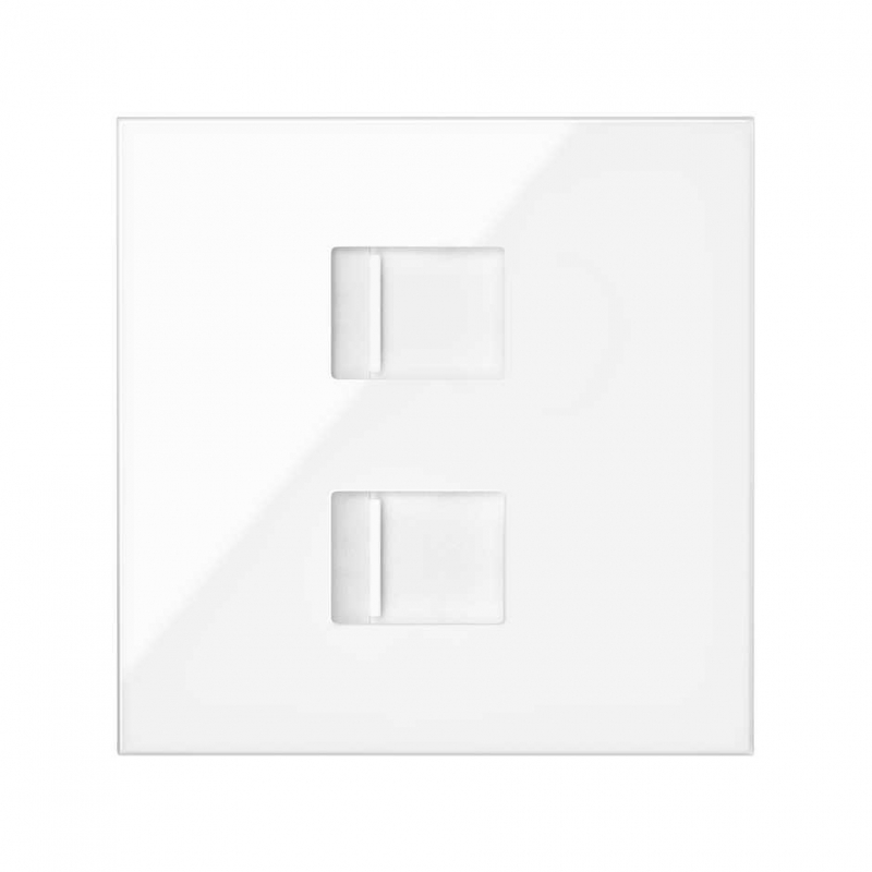 SIMON | 10000006-130 | TAPA DE VOZ Y DATOS CON GUARDAPOLVO PARA 2 CONECTORES RJ45 BLANCO BRILLANTE SIMON 100