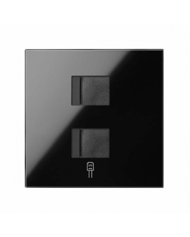 SIMON | 10000006-138 | TAPA DE VOZ Y DATOS CON GUARDAPOLVO PARA 2 CONECTORES RJ45 NEGRO BRILLANTE SIMON 100