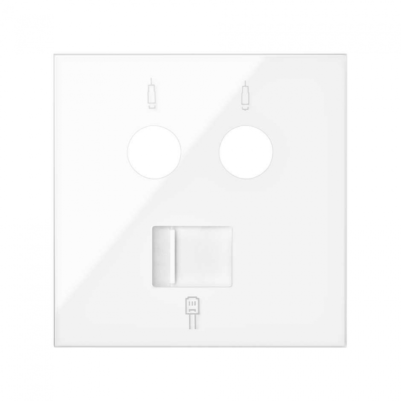 SIMON | 10000072-130 | TAPA PARA TOMAS INDUCTIVAS DE R-TV+SAT Y DE VOZ Y DATOS RJ45 BLANCO BRILLANTE SIMON 100