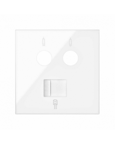 SIMON | 10000072-130 | TAPA PARA TOMAS INDUCTIVAS DE R-TV+SAT Y DE VOZ Y DATOS RJ45 BLANCO BRILLANTE SIMON 100