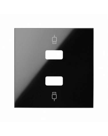 SIMON | 10001090-138 | TAPA PARA 2 CONECTORES USB NEGRO BRILLANTE SIMON 100