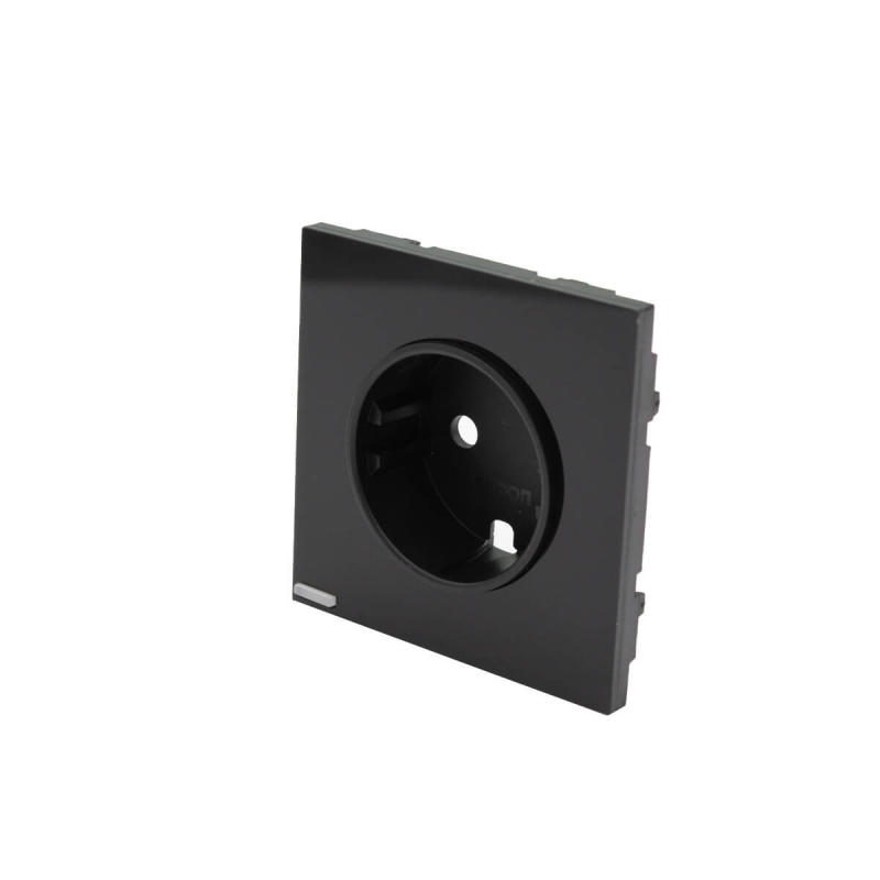 SIMON | 10002041-138 | TAPA IO PARA LA BASE DE ENCHUFE SCHUKO NEGRO BRILLANTE SIMON 100