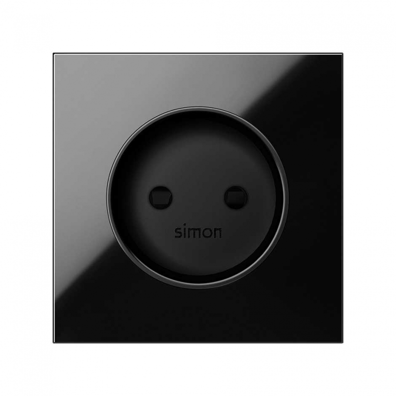 SIMON | 10000040-138 | TAPA PARA LA BASE DE ENCHUFE BIPOLAR NEGRO BRILLANTE SIMON 100