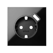 SIMON | 10000049-138 | TAPA PARA LA BASE DE ENCHUFE SCHUKO CON CARGADOR USB INTEGRADO NEGRO BRILLANTE SIMON 100