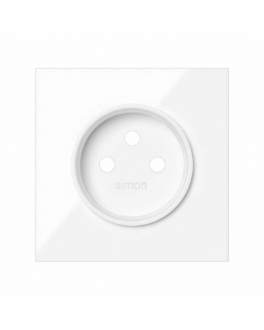 SIMON | 10000068-130 | TAPA PARA BASE DE ENCHUFE FRANCESA BLANCO BRILLANTE SIMON 100