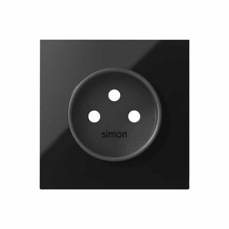 SIMON | 10000068-138 | TAPA PARA BASE DE ENCHUFE FRANCESA NEGRO BRILLANTE SIMON 100