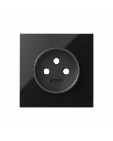 SIMON | 10000068-138 | TAPA PARA BASE DE ENCHUFE FRANCESA NEGRO BRILLANTE SIMON 100