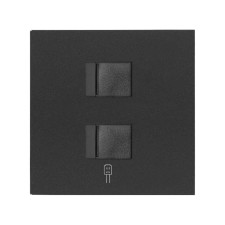 SIMON | 10000006-238 | TAPA DE VOZ Y DATOS CON GUARDAPOLVO PARA 2 CONECTORES RJ45 NEGRO MATE SIMON 100