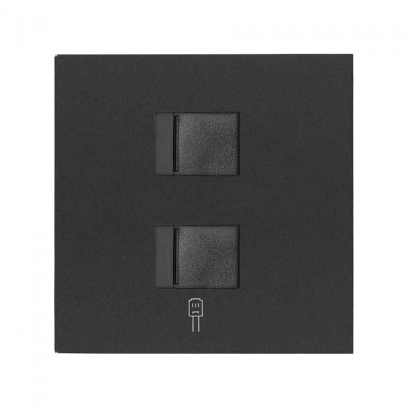 SIMON | 10000006-238 | TAPA DE VOZ Y DATOS CON GUARDAPOLVO PARA 2 CONECTORES RJ45 NEGRO MATE SIMON 100