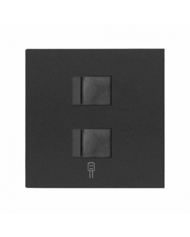 SIMON | 10000006-238 | TAPA DE VOZ Y DATOS CON GUARDAPOLVO PARA 2 CONECTORES RJ45 NEGRO MATE SIMON 100