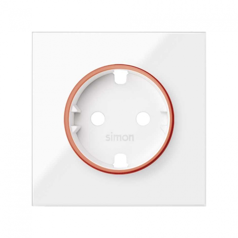 SIMON | 10000037-130 | TAPA CON ARO ROJO PARA BASE DE ENCHUFE SCHUKO BLANCO BRILLANTE SIMON 100