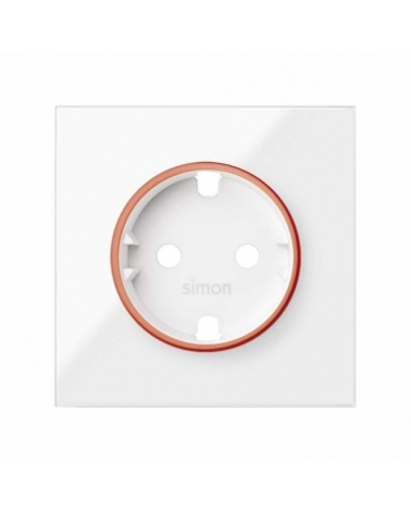 SIMON | 10000037-130 | TAPA CON ARO ROJO PARA BASE DE ENCHUFE SCHUKO BLANCO BRILLANTE SIMON 100
