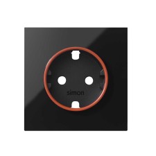 SIMON | 10000037-138 | TAPA CON ARO ROJO PARA BASE DE ENCHUFE SCHUKO NEGRO BRILLANTE SIMON 100