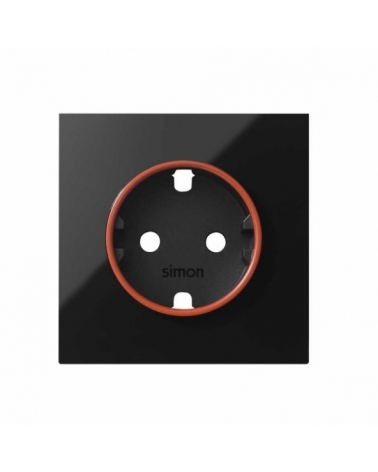 SIMON | 10000037-138 | TAPA CON ARO ROJO PARA BASE DE ENCHUFE SCHUKO NEGRO BRILLANTE SIMON 100