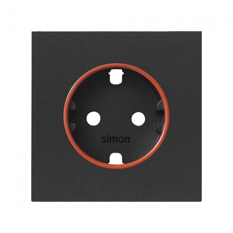 SIMON | 10000037-238 | TAPA CON ARO ROJO PARA BASE DE ENCHUFE SCHUKO NEGRO MATE SIMON 100