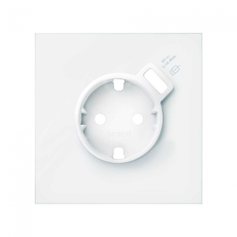 SIMON | 10000049-230 | TAPA PARA LA BASE DE ENCHUFE SCHUKO CON CARGADOR USB INTEGRADO BLANCO MATE SIMON 100