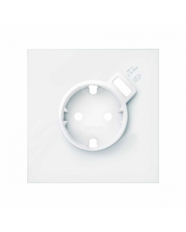 SIMON | 10000049-230 | TAPA PARA LA BASE DE ENCHUFE SCHUKO CON CARGADOR USB INTEGRADO BLANCO MATE SIMON 100