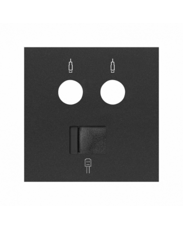 SIMON | 10000072-238 | TAPA PARA TOMAS INDUCTIVAS DE R-TV+SAT Y DE VOZ Y DATOS RJ45 NEGRO MATE SIMON 100