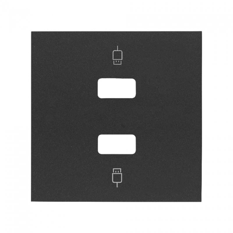 SIMON | 10001090-238 | TAPA PARA 2 CONECTORES USB NEGRO MATE SIMON 100