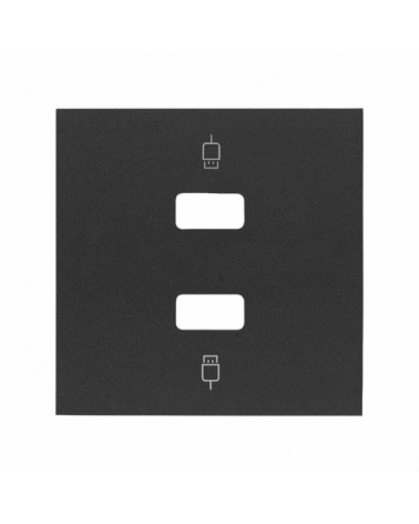 SIMON | 10001090-238 | TAPA PARA 2 CONECTORES USB NEGRO MATE SIMON 100