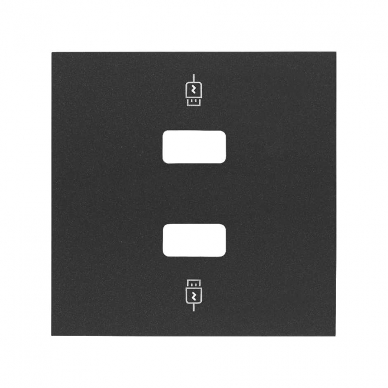 SIMON | 10001096-238 | TAPA PARA CARGADOR USB 2 CONECTORES NEGRO MATE SIMON 100