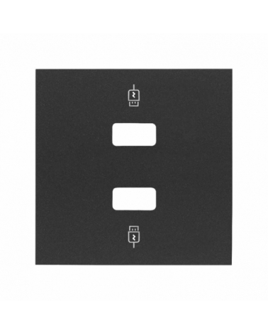 SIMON | 10001096-238 | TAPA PARA CARGADOR USB 2 CONECTORES NEGRO MATE SIMON 100