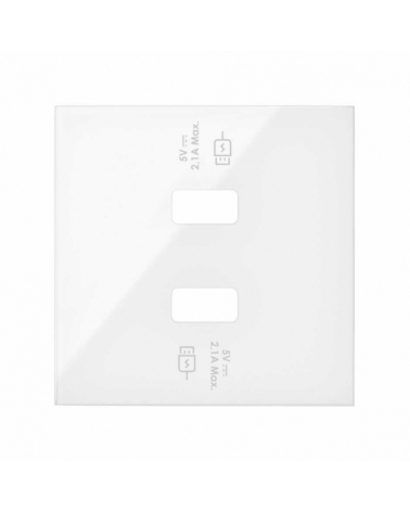 SIMON | 10001196-130 | TAPA PARA CARGADOR USB CON 2 BOCAS CARGA RÁPIDA BLANCO BRILLANTE SIMON 100