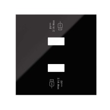 SIMON | 10001196-138 | TAPA PARA CARGADOR USB CON 2 BOCAS CARGA RÁPIDA NEGRO BRILLANTE SIMON 100