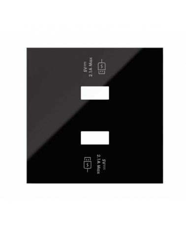 SIMON | 10001196-138 | TAPA PARA CARGADOR USB CON 2 BOCAS CARGA RÁPIDA NEGRO BRILLANTE SIMON 100
