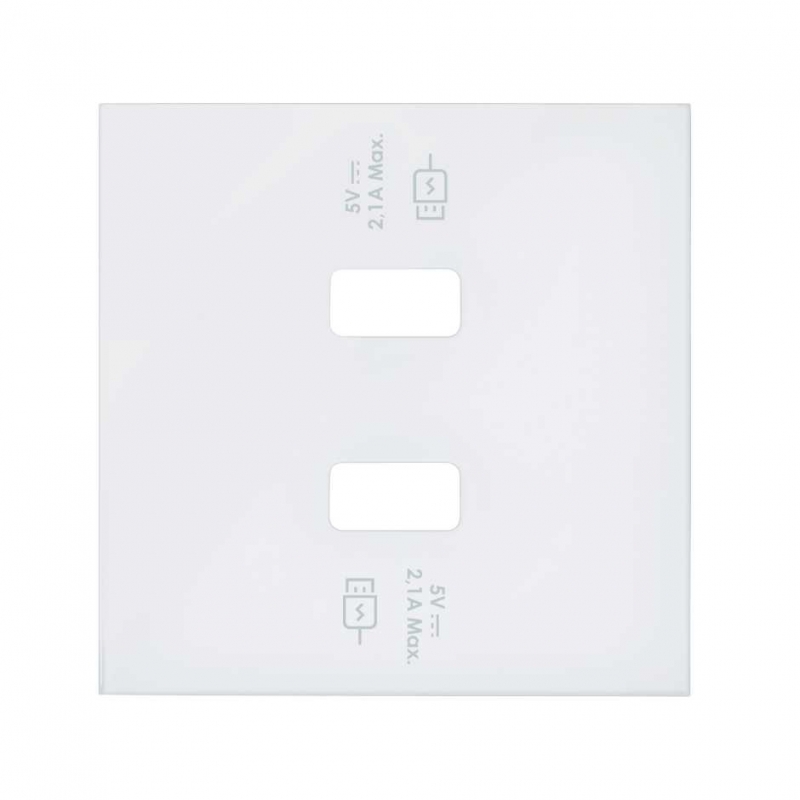 SIMON | 10001196-230 | TAPA PARA CARGADOR USB CON 2 BOCAS CARGA RÁPIDA BLANCO MATE SIMON 100