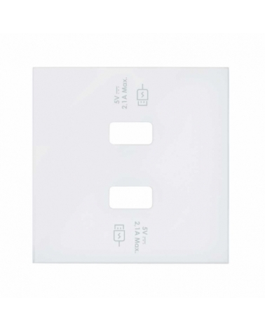 SIMON | 10001196-230 | TAPA PARA CARGADOR USB CON 2 BOCAS CARGA RÁPIDA BLANCO MATE SIMON 100