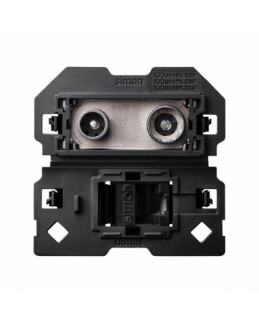 SIMON | 10000472-039 | TOMA DE SEÑAL MODULAR R-TV+SAT FINAL Y DE VOZ Y DATOS RJ45 CATEGORÍA 6 UTP SIMON 100