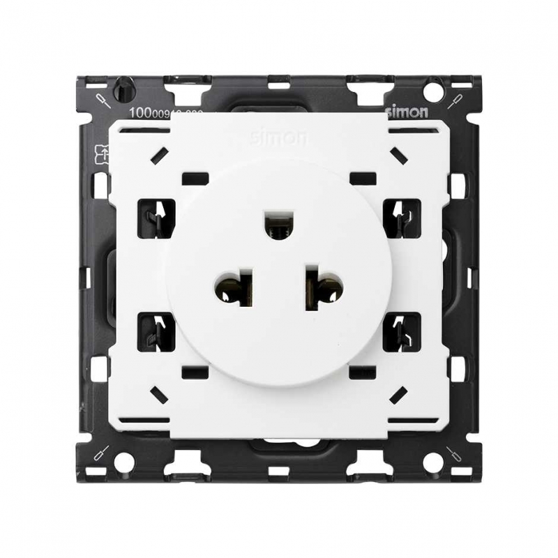 SIMON | 10000439-130 | BASE DE ENCHUFE EUROAMERICANA BLANCO SIMON 100