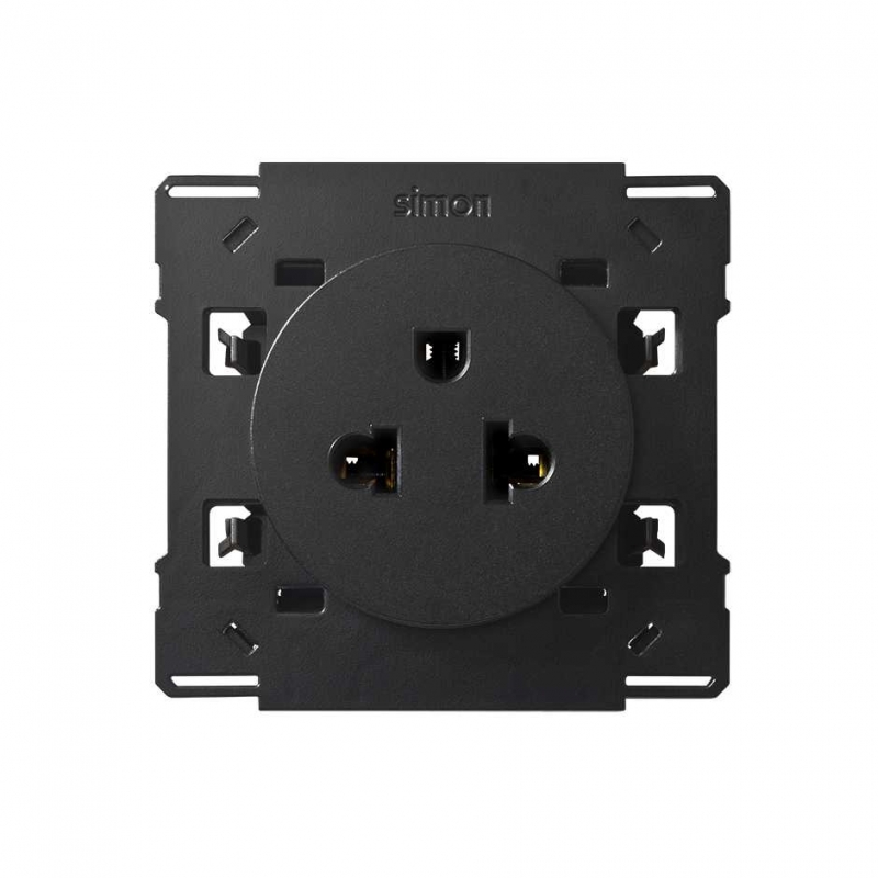 SIMON | 10000439-138 | BASE DE ENCHUFE EUROAMERICANA NEGRO SIMON 100