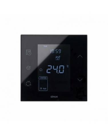 SIMON | 10000811-138 | TERMOSTATO PARA SUELO RADIANTE ELÉCTRICO IO CON SONDA INCLUÍDA NEGRO BRILLANTE SIMON 100