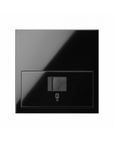 SIMON | 10020106-138 | KIT FRONT PARA 1 ELEMENTO CON 1 CONECTOR INFORMÁTICO RJ45 6 UTP CON ADAPTADOR NEGRO BRILLANTE SIMON 100