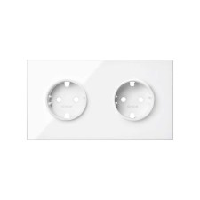 SIMON | 10020202-130 | KIT FRONT PARA 2 ELEMENTOS CON 2 BASES ENCHUFE SCHUKO BLANCO BRILLANTE SIMON 100