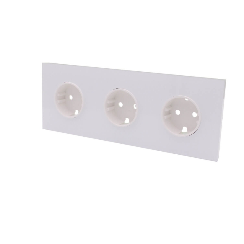 SIMON | 10020302-130 | KIT FRONT PARA 3 ELEMENTOS CON 3 BASES DE ENCHUFE SCHUKO BLANCO BRILLANTE SIMON 100