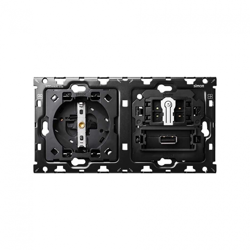 SIMON | 10010206-039 | KIT BACK PARA 2 ELEMENTOS CON 1 BASE ENCHUFE SCHUKO