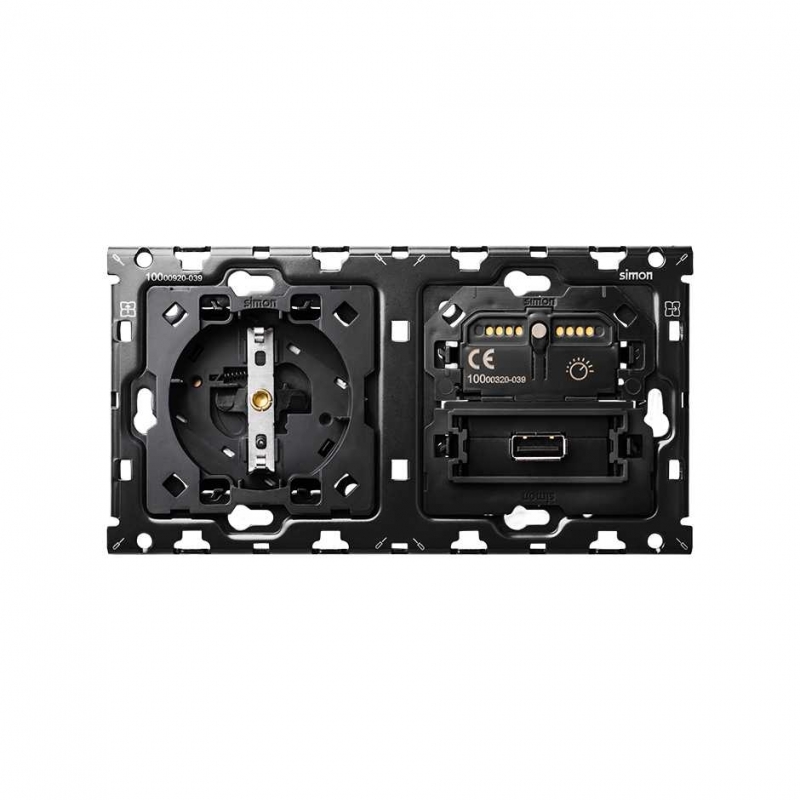 SIMON | 10010209-039 | KIT BACK PARA 2 ELEMENTOS CON 1 BASE ENCHUFE SCHUKO