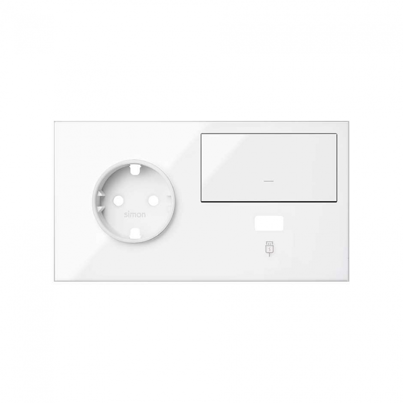 SIMON | 10020207-130 | KIT FRONT PARA 2 ELEMENTOS CON 1 BASE DE ENCHUFE SCHUKO