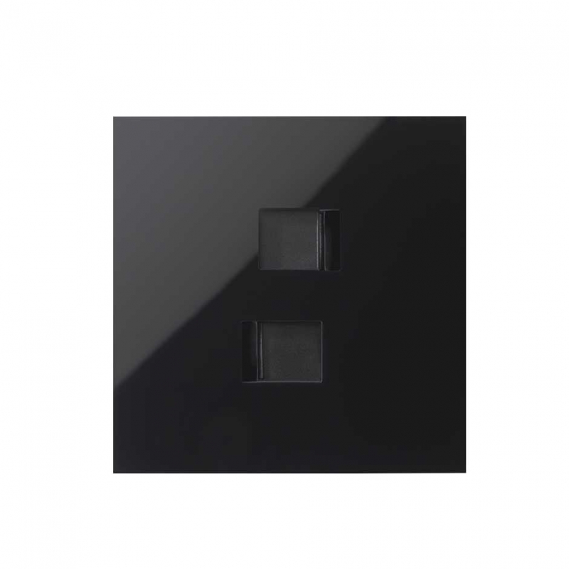 SIMON | 10020111-138 | KIT FRONT PARA 1 ELEMENTO CON 2 CONECTORES RJ45 NEGRO BRILLANTE SIMON 100